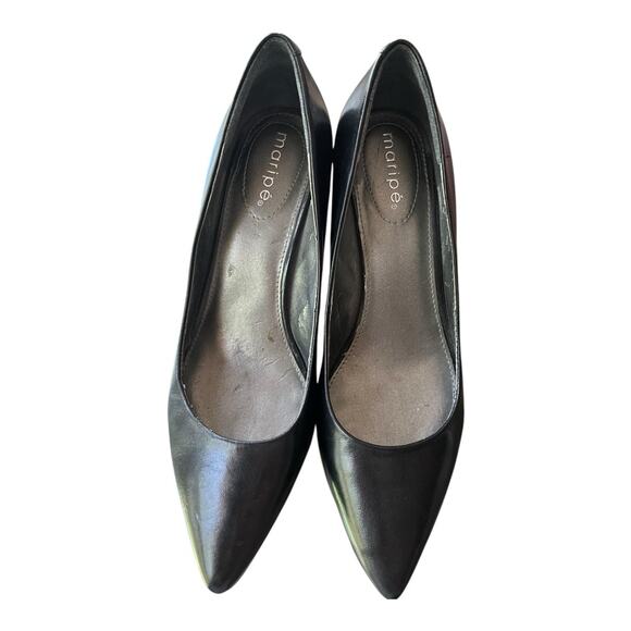 Maripé Marley Black Leather Pumps 71/2M - Picture 6 of 7